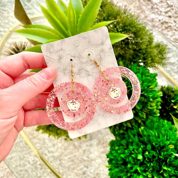 Mrs. Potts Glitter Dangle Earrings - Picture 5 of 5